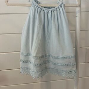 Light Blue Lace Trim Kids Tank